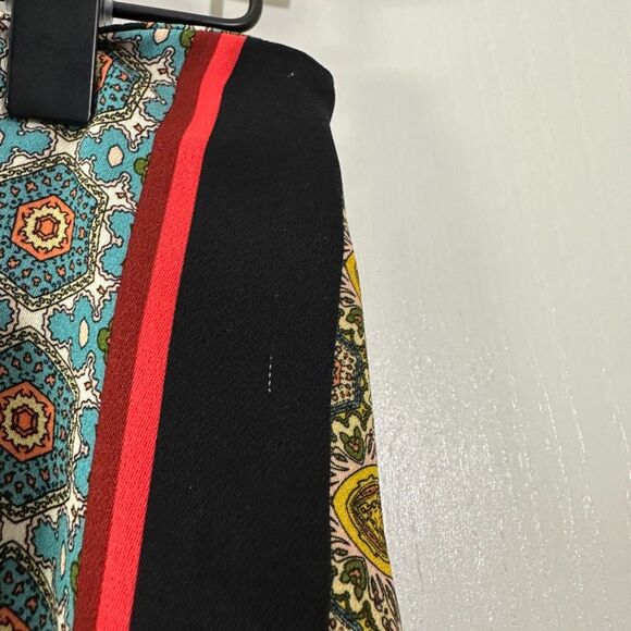 Eri‎ Ali Anthropologie Geometric Stripes Scarf Print Multicolor Knee Skirt Small - Picture 3 of 10